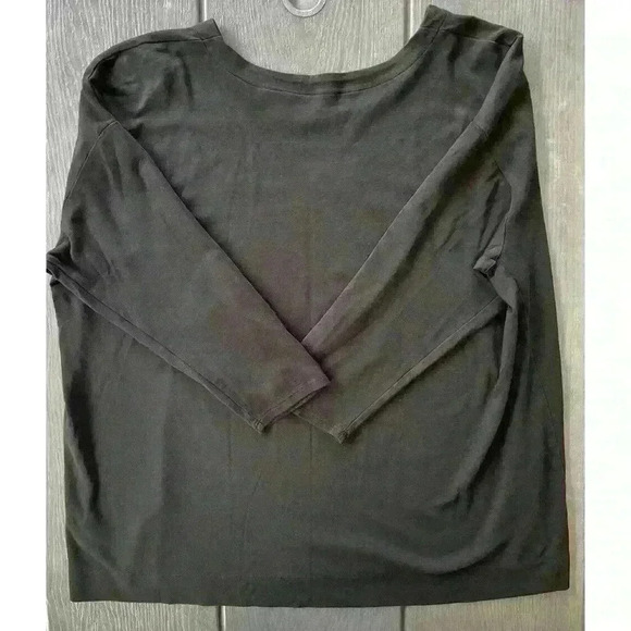 J JILL SIMPLY SUPIMA SCOOP NECK TUNIC TOP SZ 3XL BLACK 3/4 SLEEVES - Picture 2 of 8